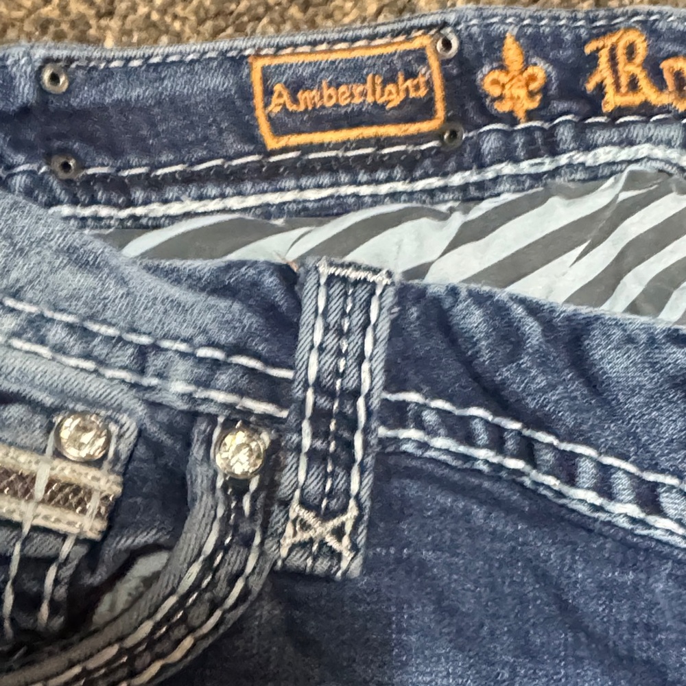 Rock Revival Women’s Amberlight Jeans Sequins 36 18 18W Excellent Cond Easy Boot - Picture 9 of 12